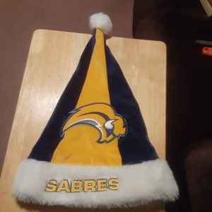 Buffalo Sabres Santa hat. Blue, yellow and white. NHL Forever